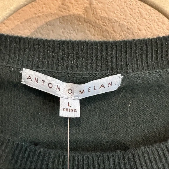 NWT Antonio Melani | L | 100% Cashmere Crewneck Sweater Spruce Green DEEP GREEN - Picture 4 of 9